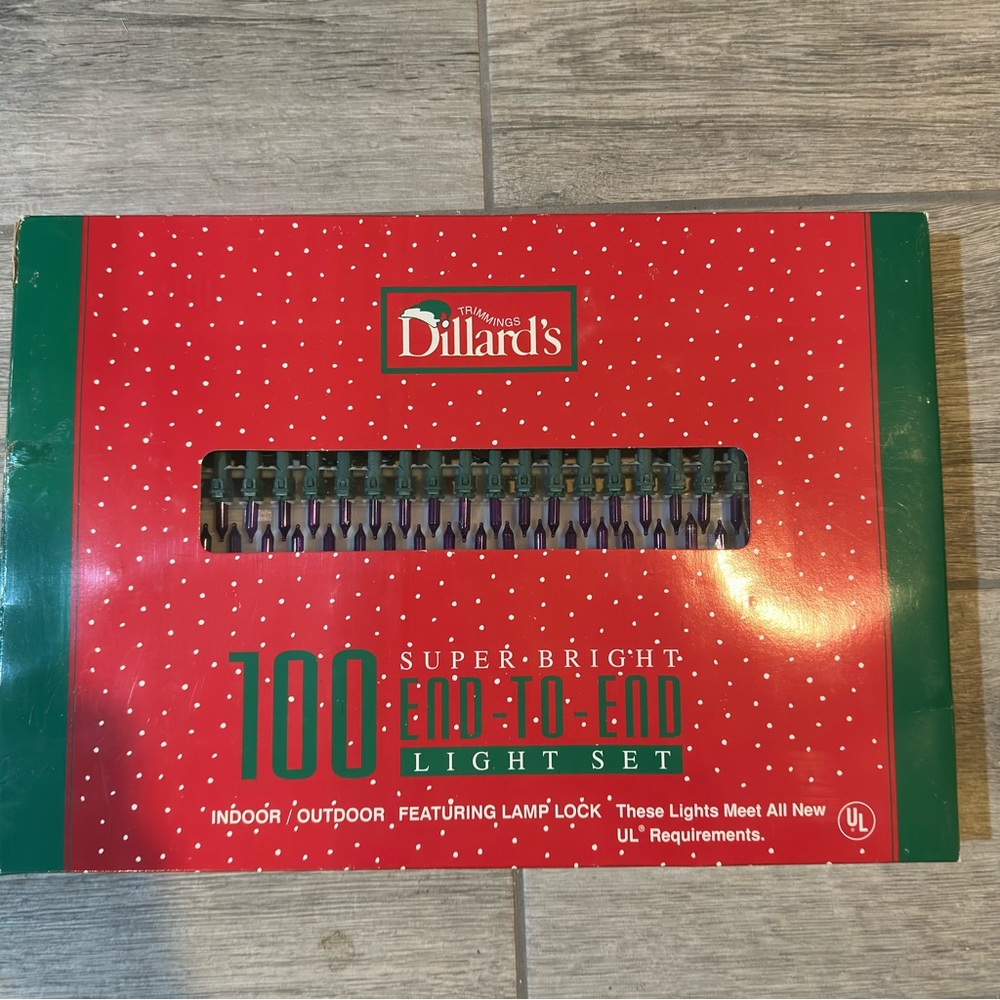Vintage New Dillard's Super Bright End-to-End Light Set Purple